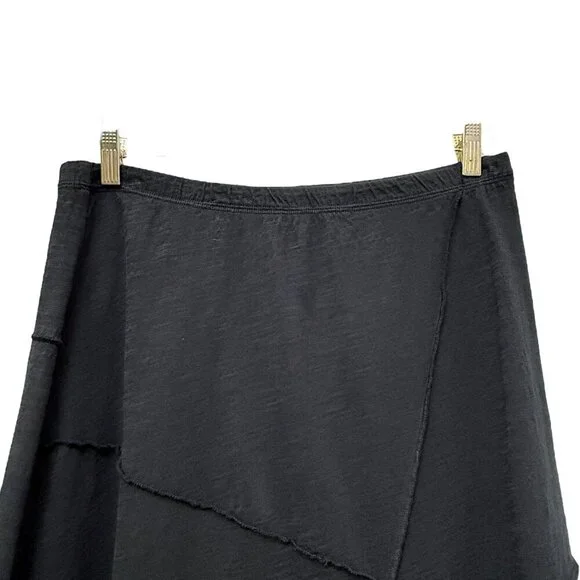 J.JILL Black Skirt XS Black Cotton Knit Casual Midi Pull on Elastic Waist - Picture 2 of 7